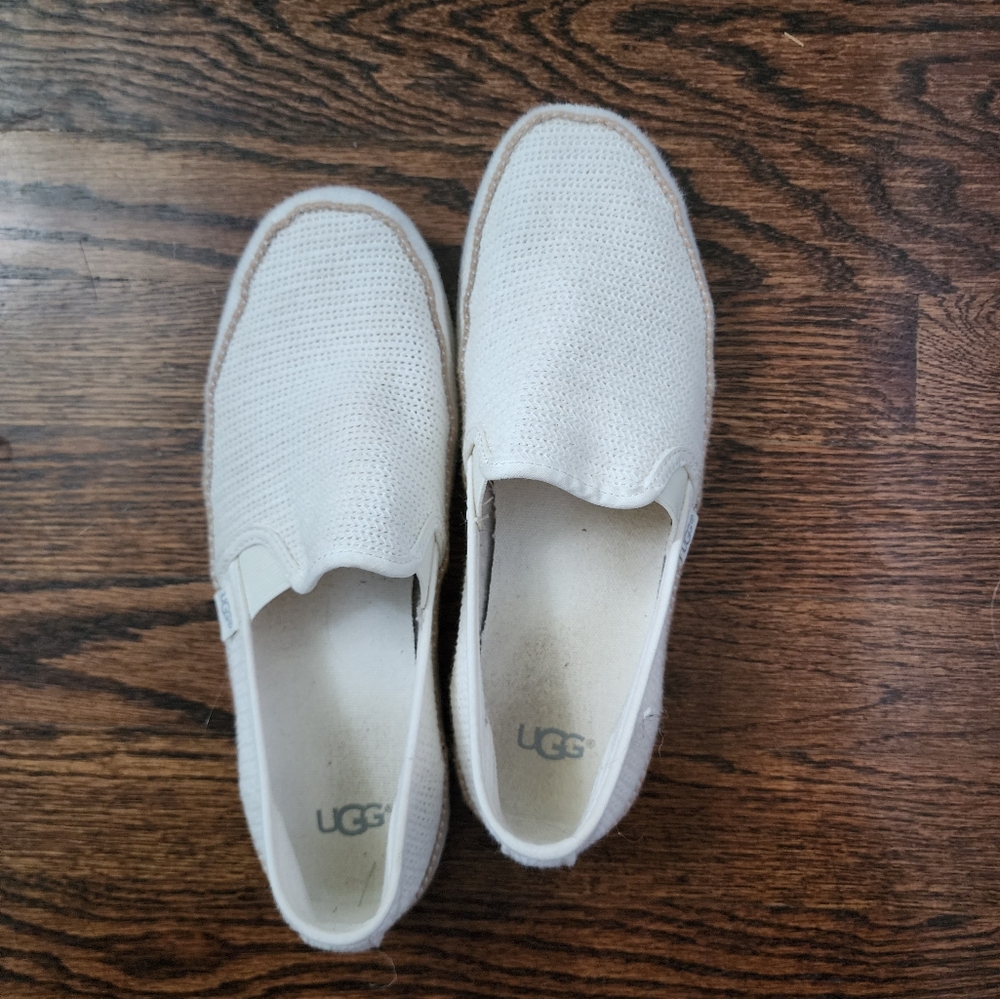UGG White Perforated Slip-On Shoes